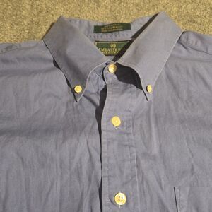 EMBASSY ROW Menswear Dress Shirt Size 17 34/35 XL Blue 100% Cotton Button Down